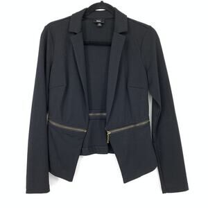 Mossimo Open Front Blazer Womens Size Small Zipper Detail Black